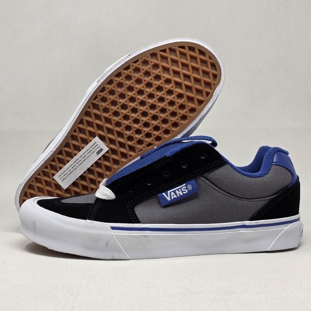 Vans Men's Push Black Pewter Grey Blue Canvas Suede Sneakers 721356 Size 6.5 New